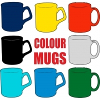 Coloured ceramic mugs - screen printed