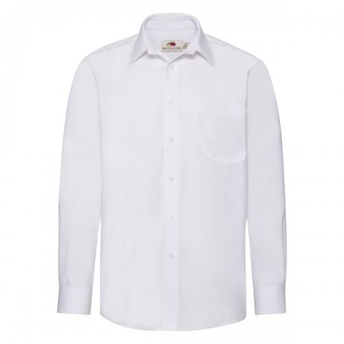 Fruit Of The Loom L/Sleeve Poplin Shirt (white)
