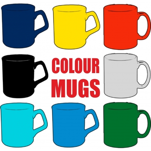 Coloured ceramic mugs - screen printed